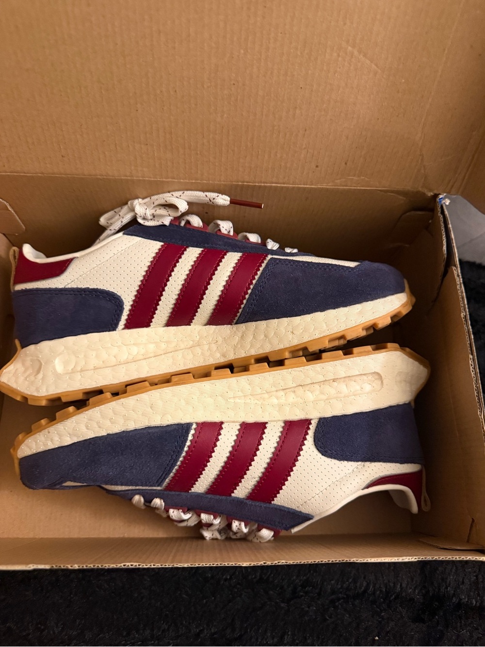 adidas Navy and Burgundy Retro Trainer Sneakers